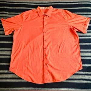 Robert Graham Men's Paisley (Coral) ButtonUp Shirt (3XLT)